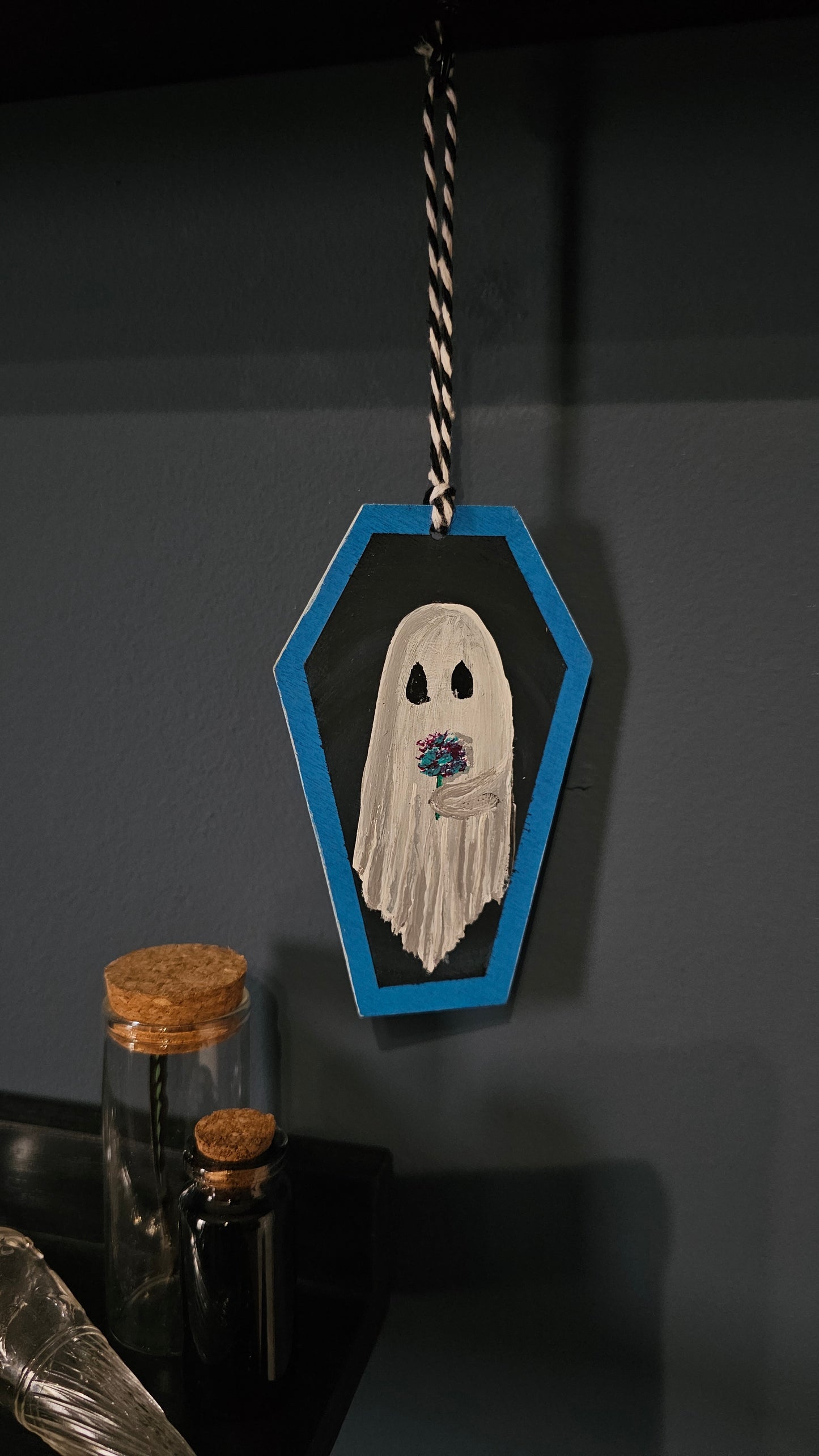Blue Ghosts -Hand painted Coffin Decoration