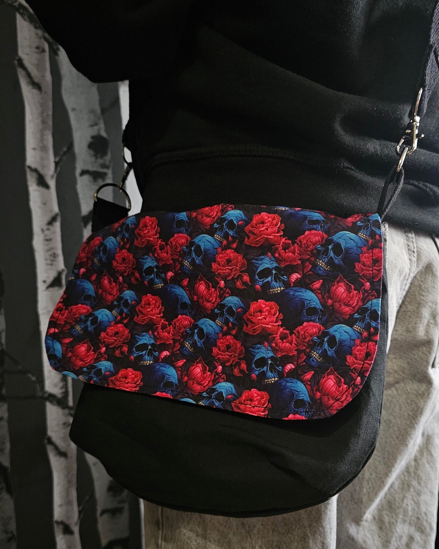 Blue skull floral Bag 