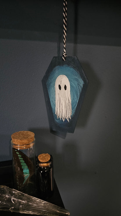 Blue Ghosts -Hand painted Coffin Decoration