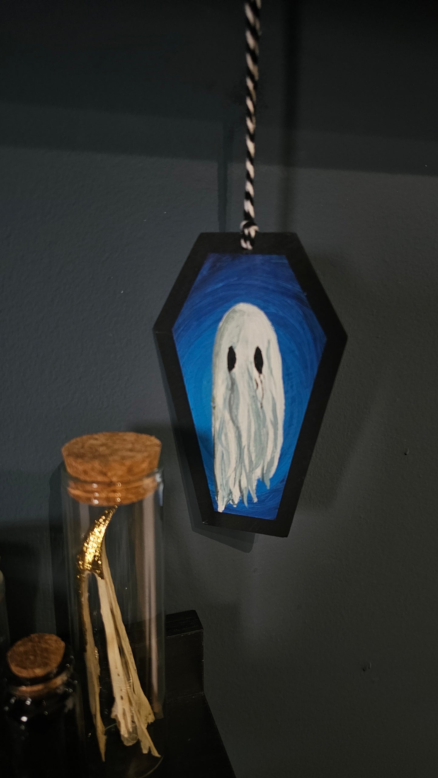 Blue Ghosts -Hand painted Coffin Decoration