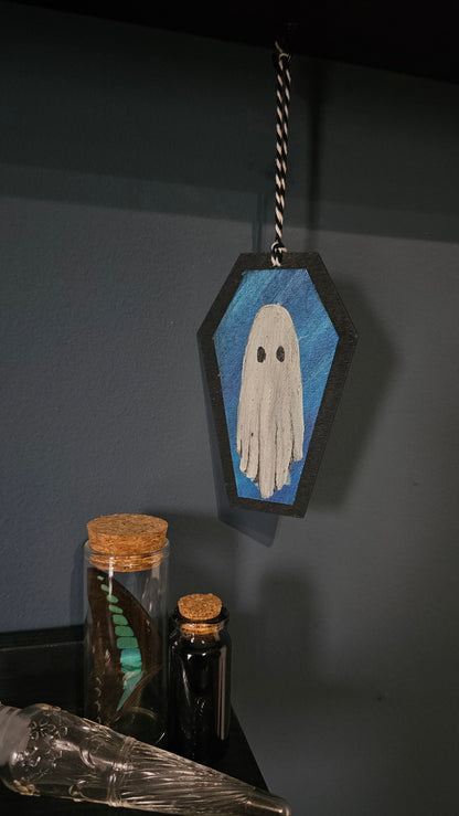 Blue Ghosts -Hand painted Coffin Decoration